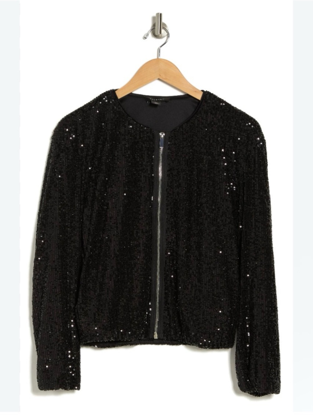 Halogen Black Sequin Zip Jacket